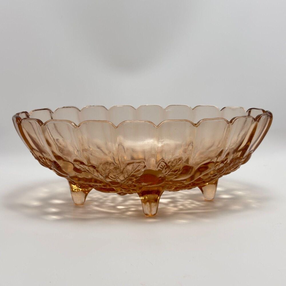 Vintage Indiana Glass Oval Footed Fruit Bowl Marigold